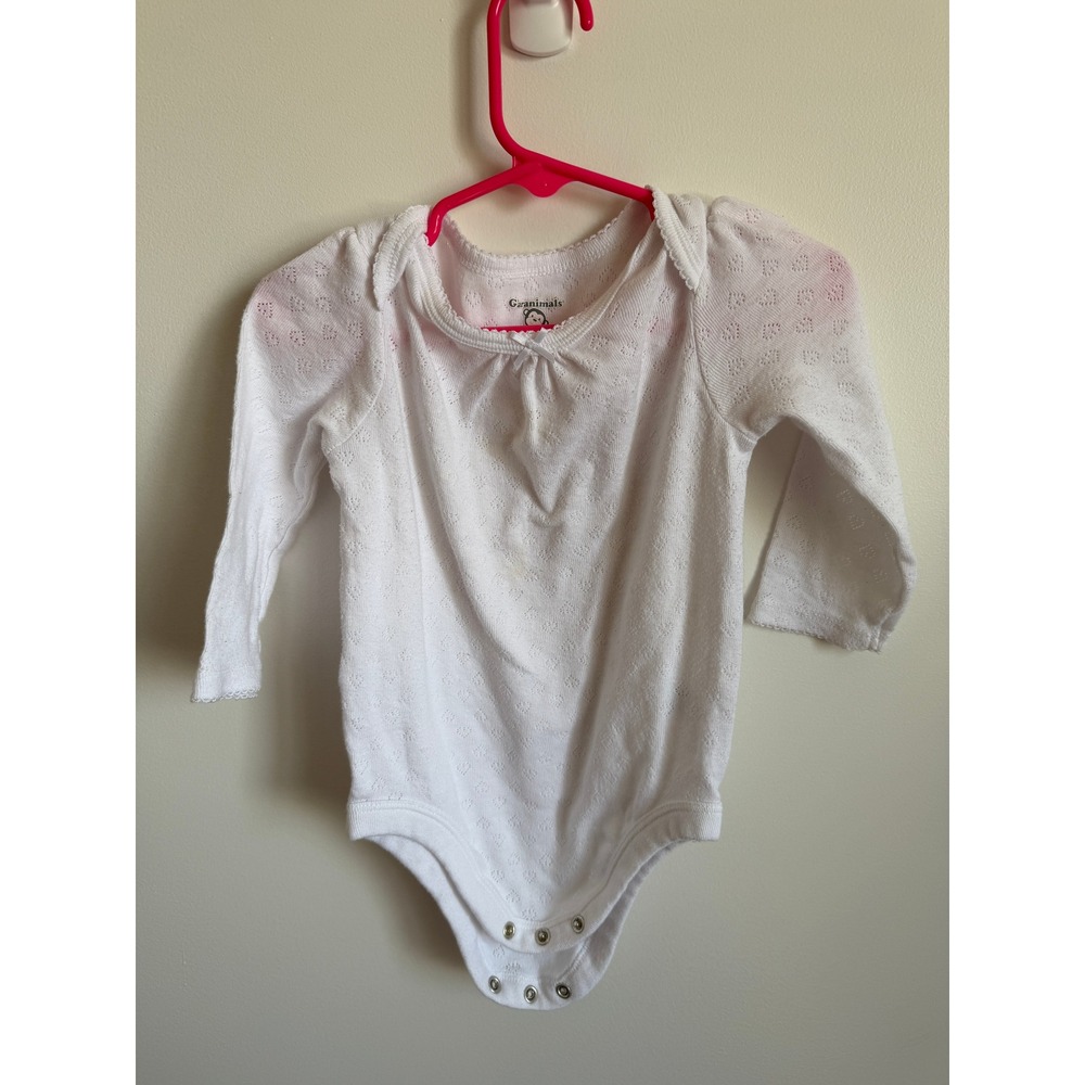 Garanimals White Pointelle Heart Long Sleeve Bodysuit 18M Toddler Girls